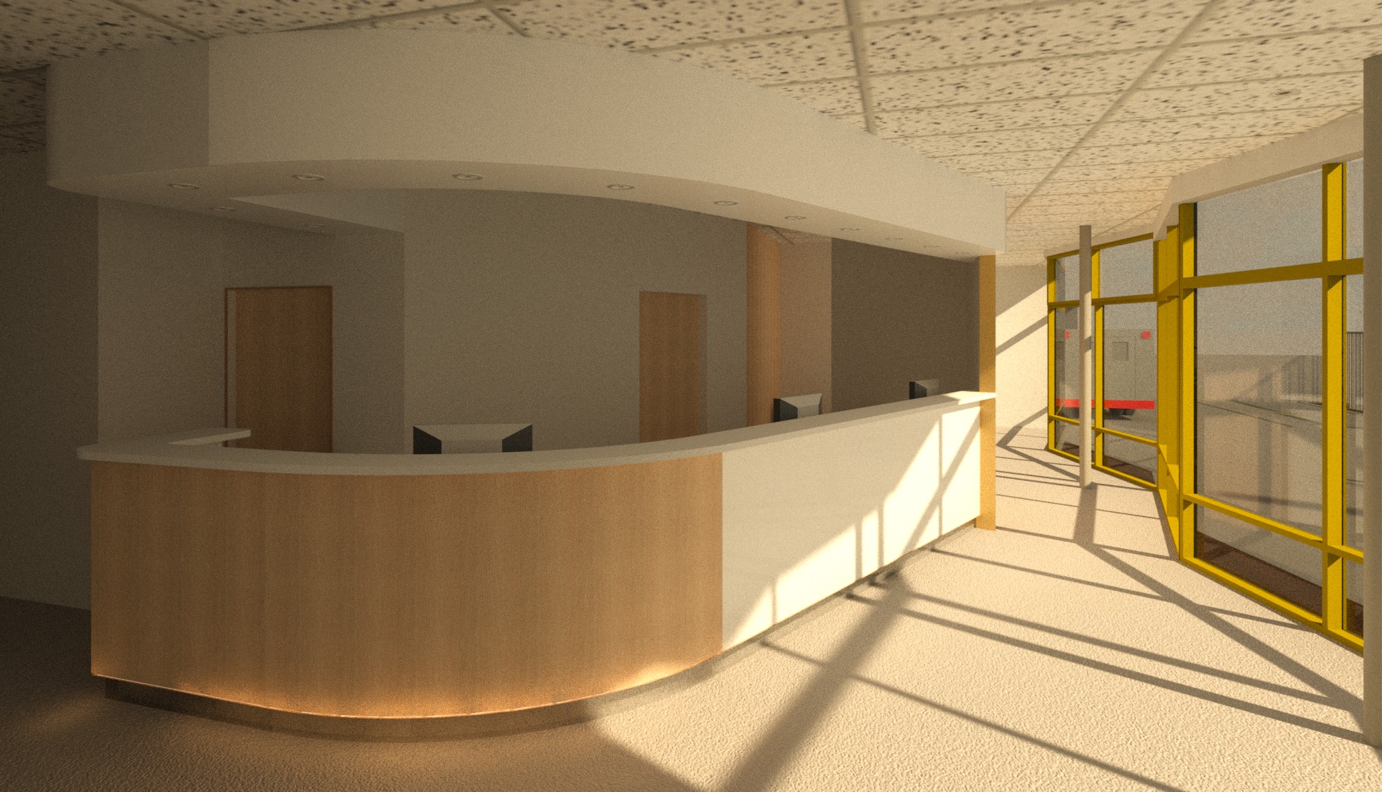 A render of a building being currently being constructed.